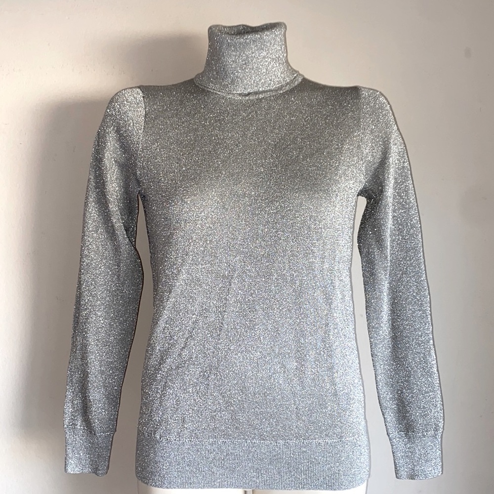 J.crew turtleneck top silver NWT